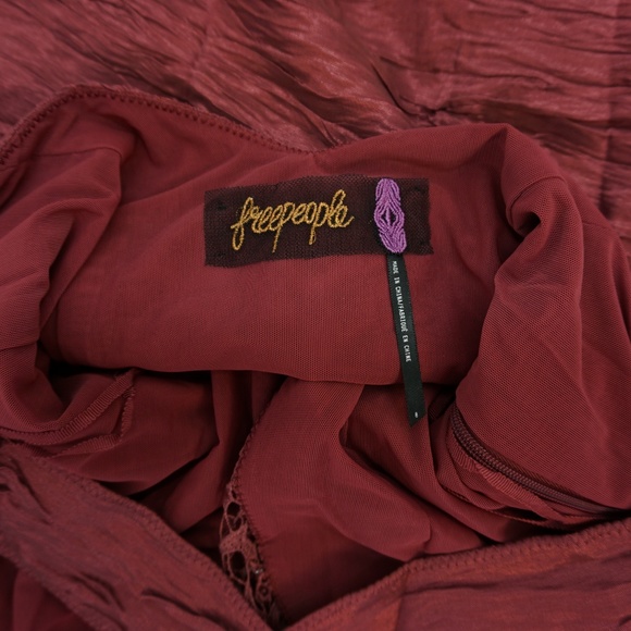 Free People Ruched Bodycon Dress 8 Wine - Picture 4 of 8